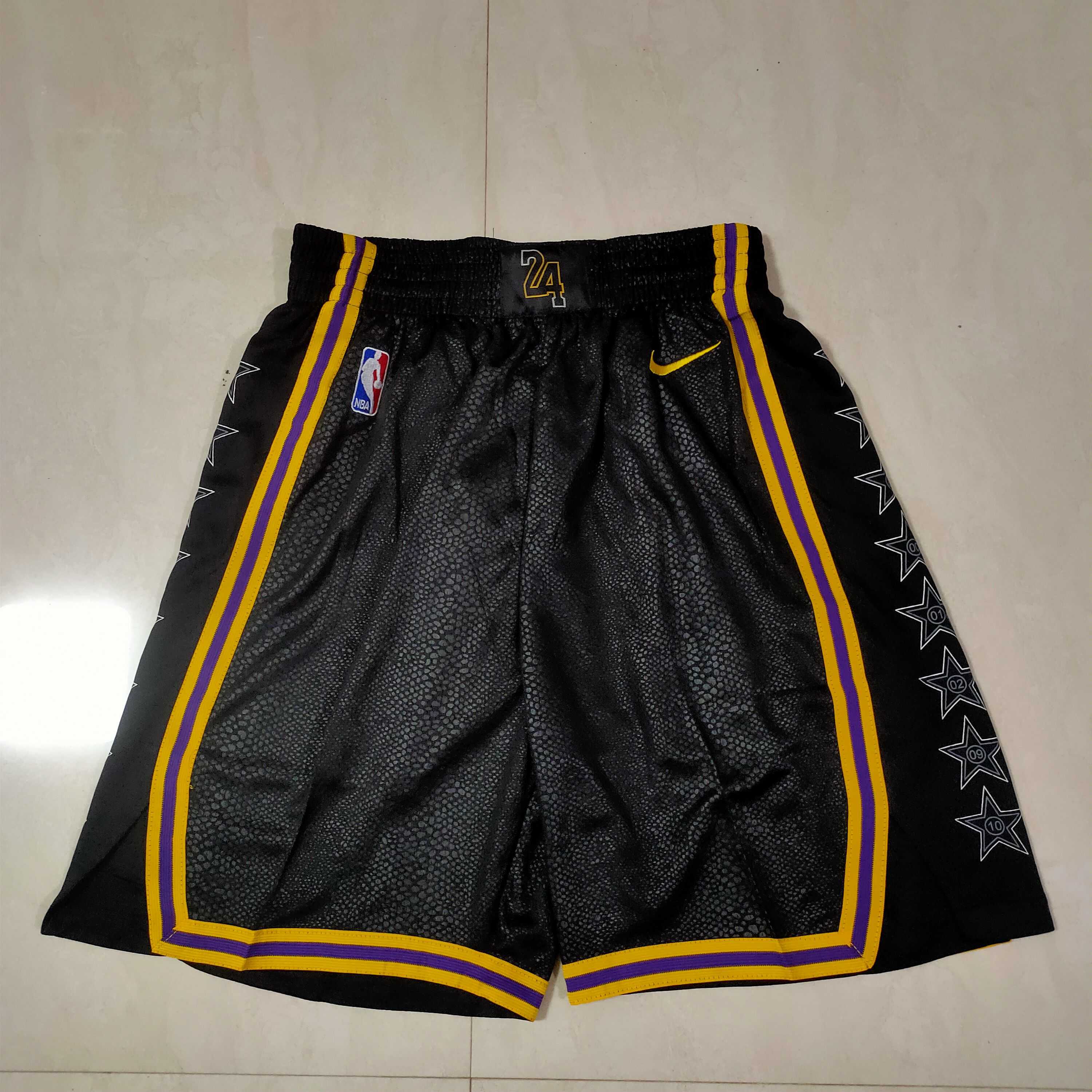 Men NBA Los Angeles Lakers Black Nike Shorts 0416